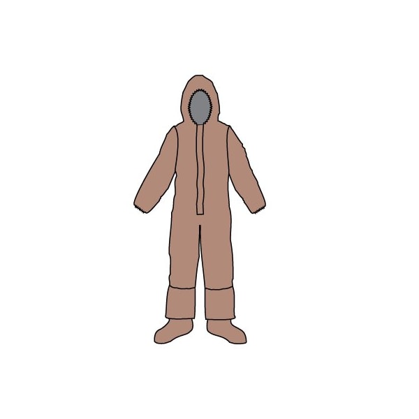 Disposable Coverallss, Hooded, 2XL/3XL, Elastic Wrist, Attached Boots Ankle, Heat Sealed/Taped Seam